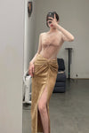 OUDE WAAG velvet splicing New knotwear OW-23SS-BD03 nude powder